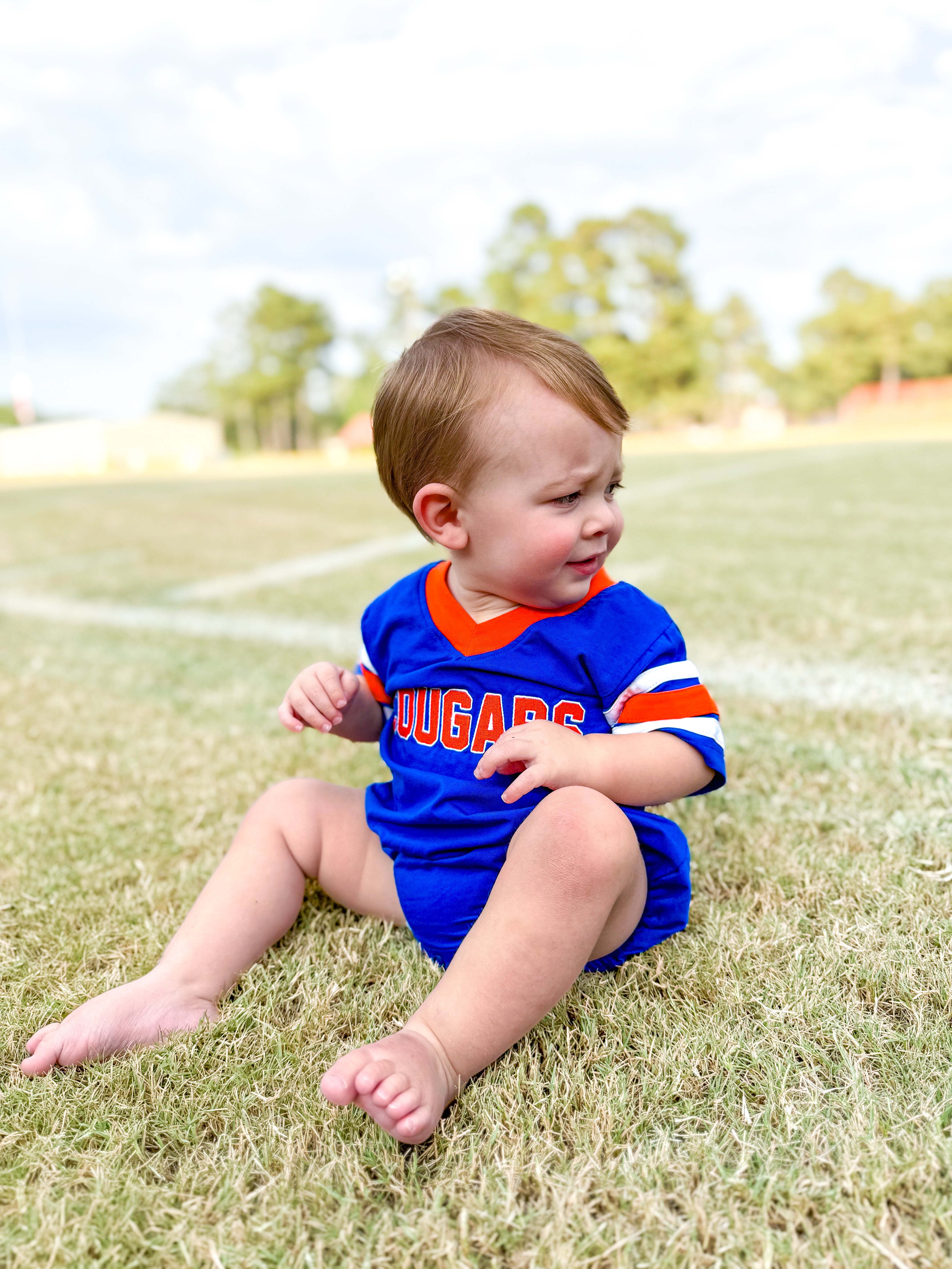 Orange and Royal Blue “Cougars” Bubble Jersey