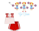 Girls Embroidered Cheerleaders Ruffle Short Set