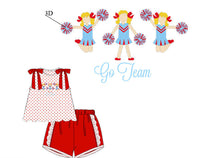 Girls Embroidered Cheerleaders Ruffle Short Set
