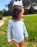 Girls Meadow Blooms Long Sleeve Rashguard Swimsuit- UPF 50+