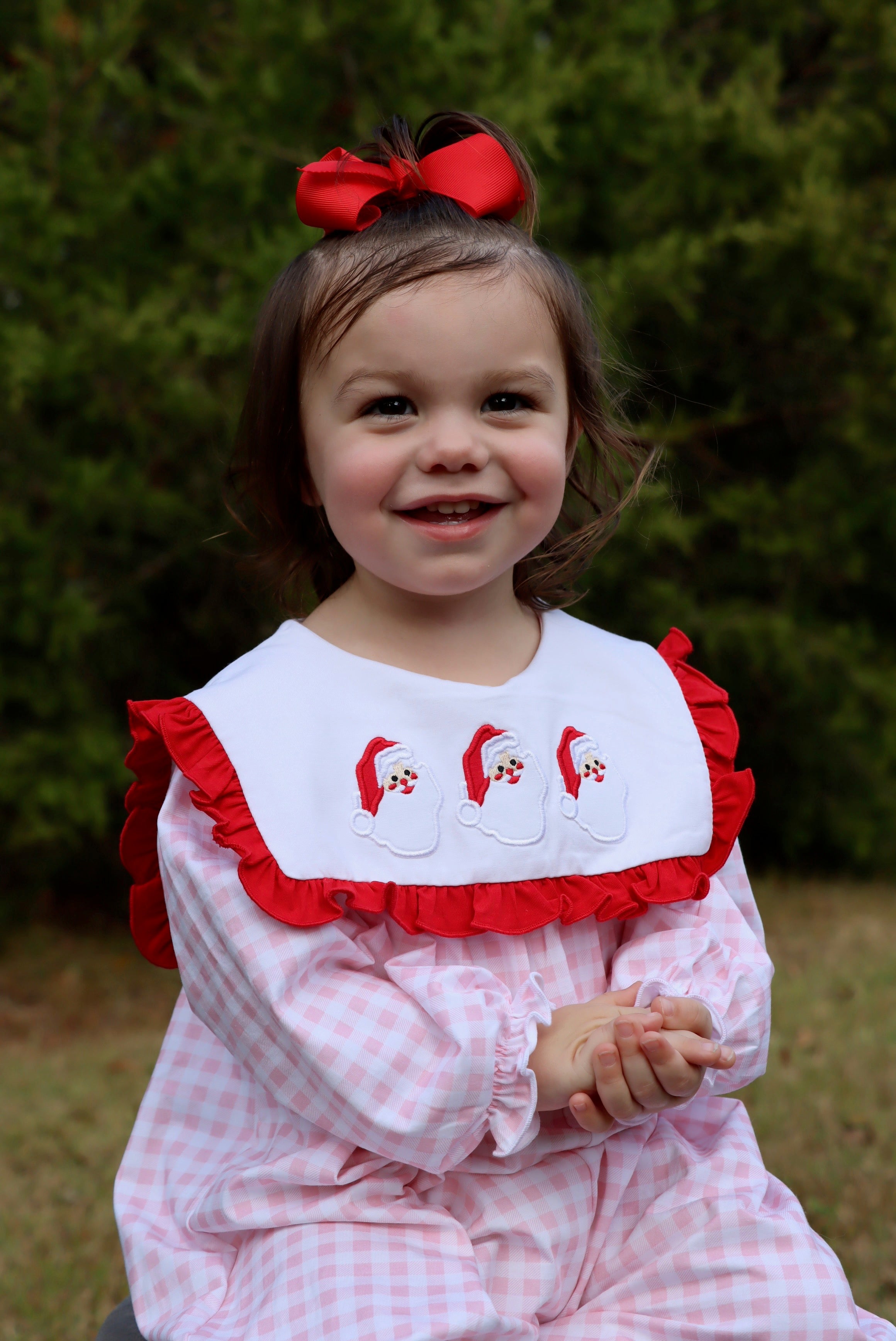 Girls Gingham Santa Bubble