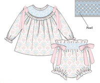 PRE ORDER Girls Smocked Little Bluebird Valentine Bloomer Set & Dress | ETA to LBS: DECEMBER