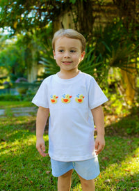 PRE ORDER Boys French Knot Rubber Ducks and Embroidered Easter Tractor Interchangeable Tops Short Set | ETA to LBS: LATE FEBRUARY