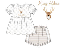 Girls French Knot Hunting Deer Short Set
