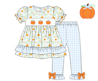 PRE ORDER Girls Smocked Blooming Pumpkins Ruffle Legging Set | ETA to LBS: SEPTEMBER
