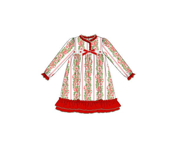 Candy Cane Vines DOLL Match Gown