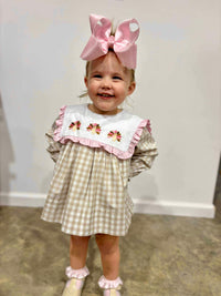 Girls Gingham Turkeys Bloomer Set