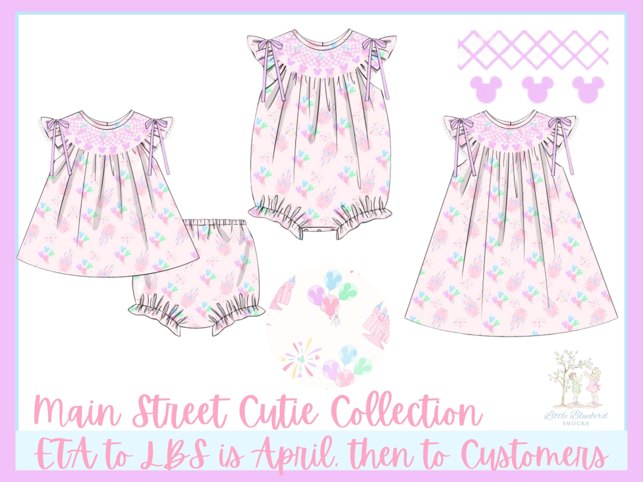 Girls Smocked Main Street Cutie Bloomer Set & Dress