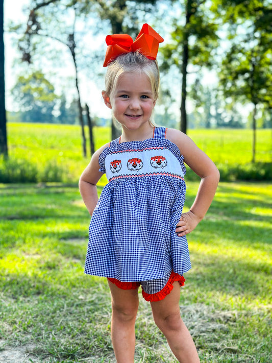 Girls Smocked Auburn Short Set