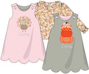 PRE ORDER Girls Reversible Appliqué Pumpkin and Turkey Dress | ETA to LBS: SEPTEMBER
