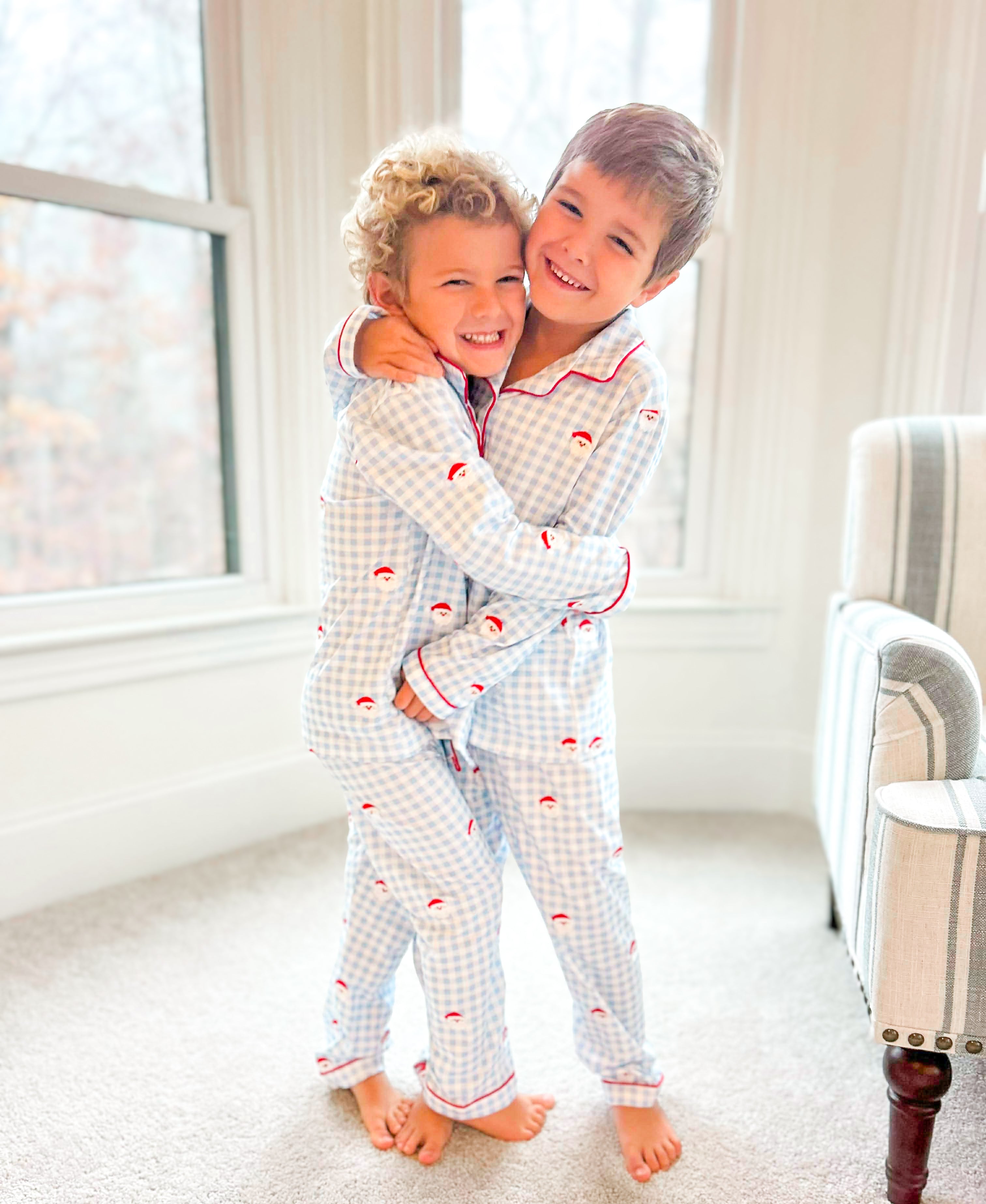 Boys Embroidered Santa Knit Lounge Set