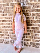Girls Gingham Mouse Knit Pajama Pant Set
