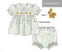 PRE ORDER Girls Smocked Bunny Garden Party Bloomer Set & Dress | ETA to LBS: JANUARY