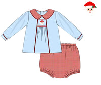 PRE ORDER Boys Smocked Blue Christmas Diaper Set | ETA to LBS: OCTOBER
