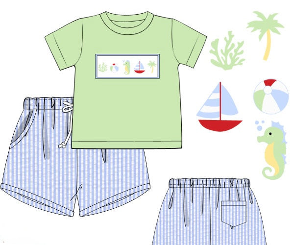PRE ORDER Boys Under the Sea Smocked Short Set | ETA to LBS: APRIL