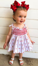 Girls Cherry Pop Smocked Bloomer Set