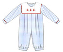 Boys Gingham Santa Long Romper