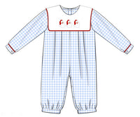 Boys Gingham Santa Long Romper