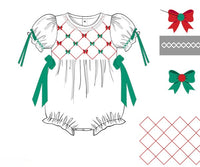 PRE ORDER Girls Smocked and Beaded Bow-tiful Christmas Heirloom Bubble | ETA to LBS: OCTOBER