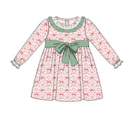 PRE ORDER Girls Christmas Bow Toile Bloomer Set & Dress | ETA to LBS: OCTOBER