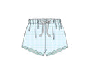 Boys Mint Plaid Swim Trunks
