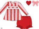 PRE ORDER Girls Smocked & Beaded Valentine Cutie Bloomer Set | ETA to LBS: DECEMBER