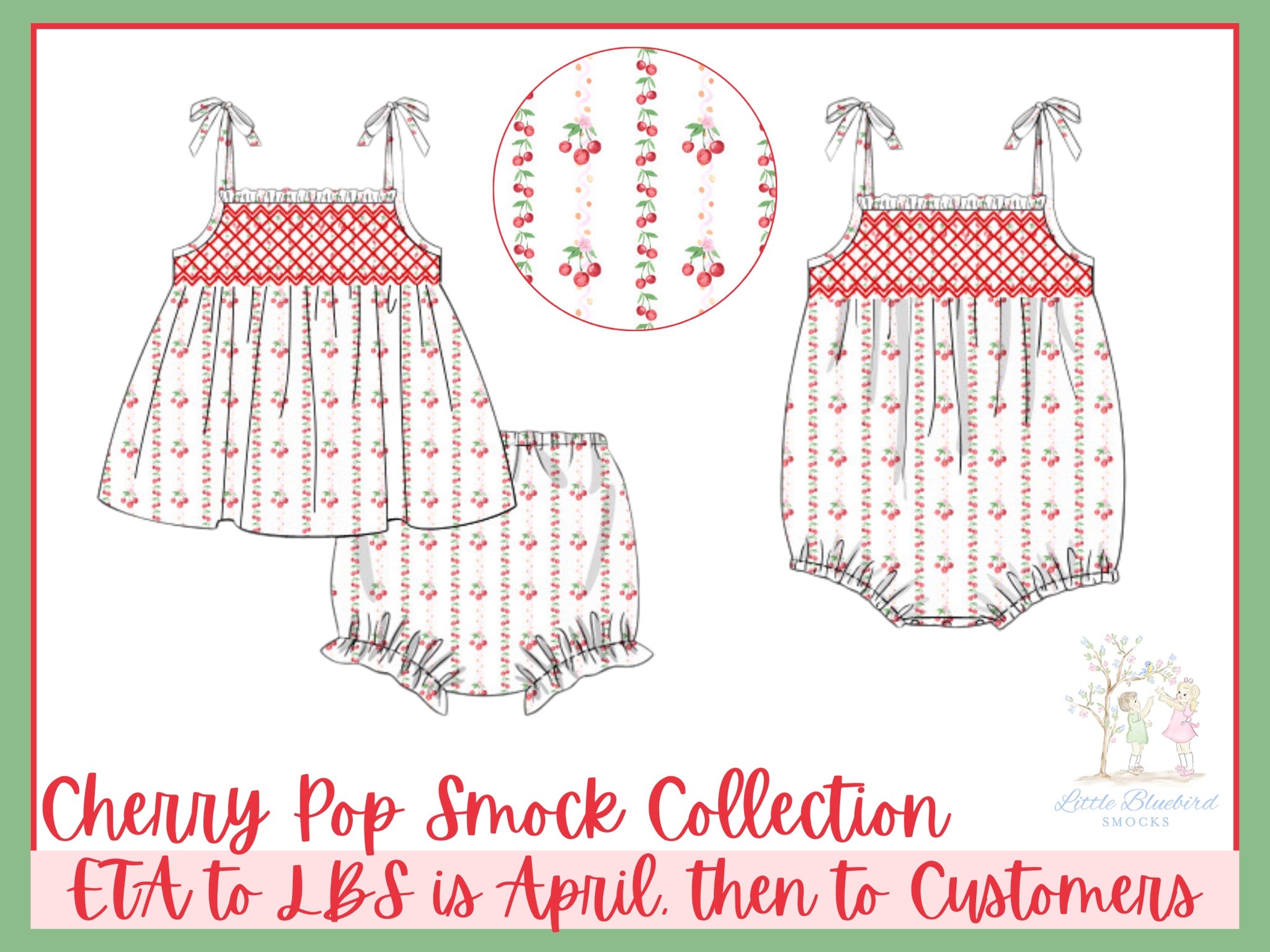 PRE ORDER Cherry Smock Bloomer Set ETA: APRIL