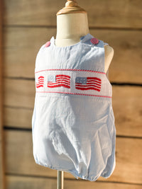 Boys Smocked Stand for the Flag Bubble