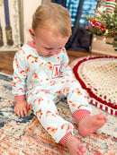 Boys Watercolor Santas Knit Lounge Zippy (TO ALL A GOOD NIGHT EMBROIDERED)