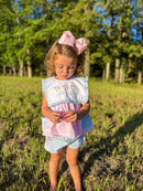 Girls Pumpkin and Turkey Reversible Short Set