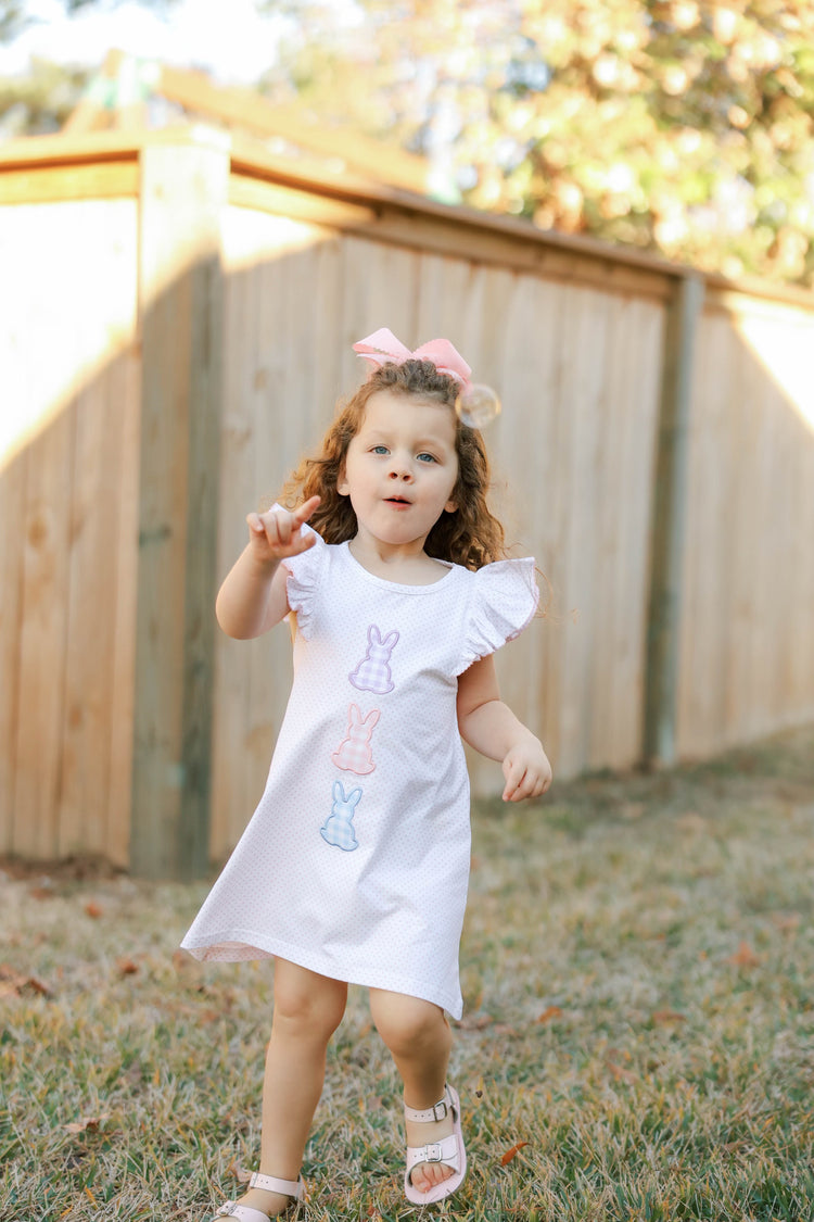 Girls Bunny Applique Knit Bloomer set/ Dress