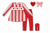 PRE ORDER Girls Smocked & Beaded Valentine Cutie Legging Set | ETA to LBS: DECEMBER