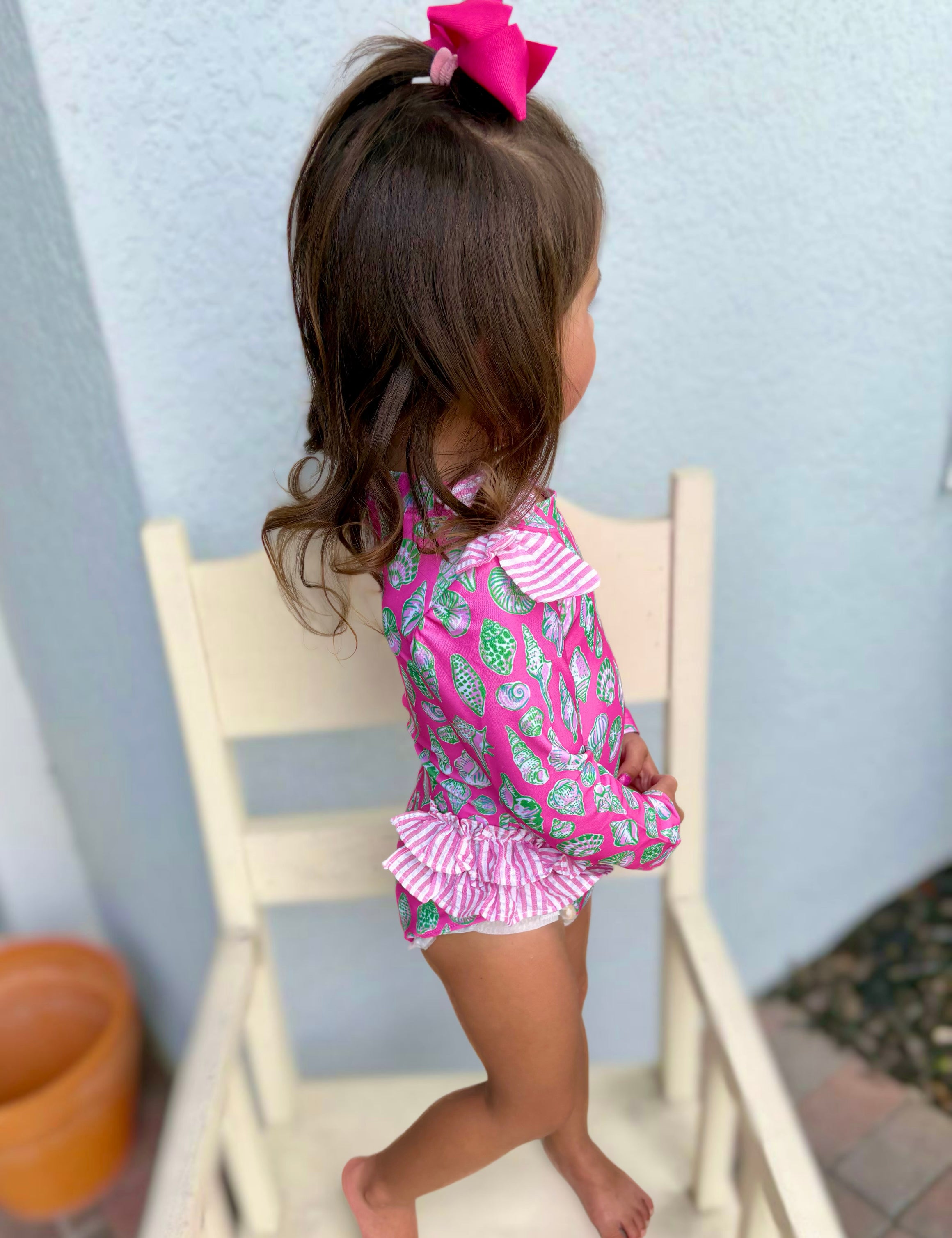 Girls Seashell  Rashguard Swimsuit UPF 50+