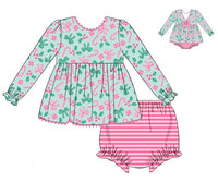 PRE ORDER Girls Sugar, Bows, & Mistletoes Bloomer Set | ETA to LBS: OCTOBER