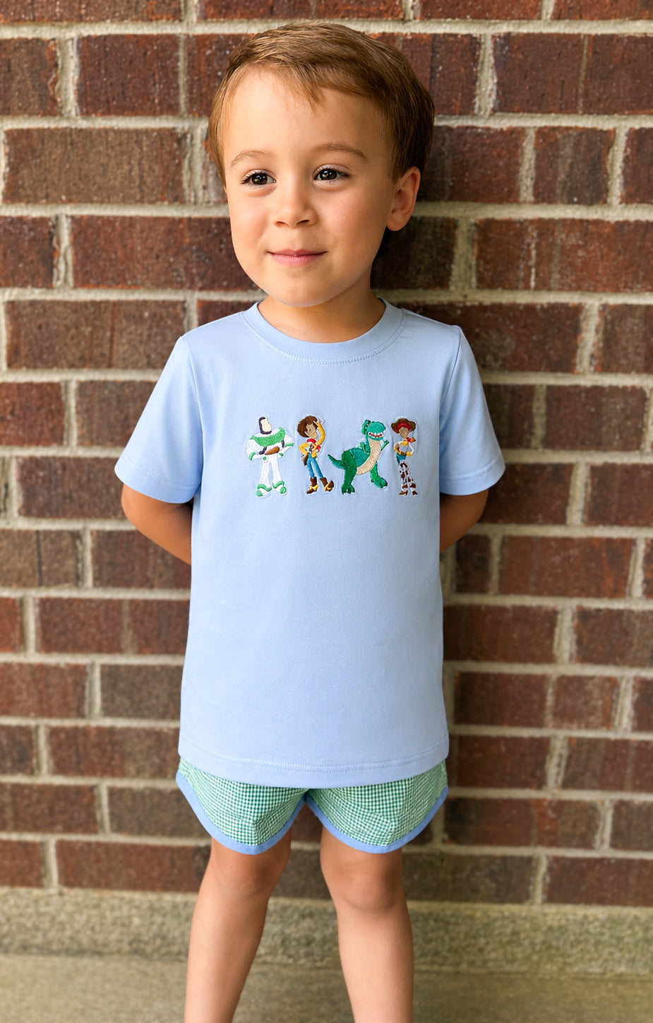 Boys Embroidered Toy Friends Short Set