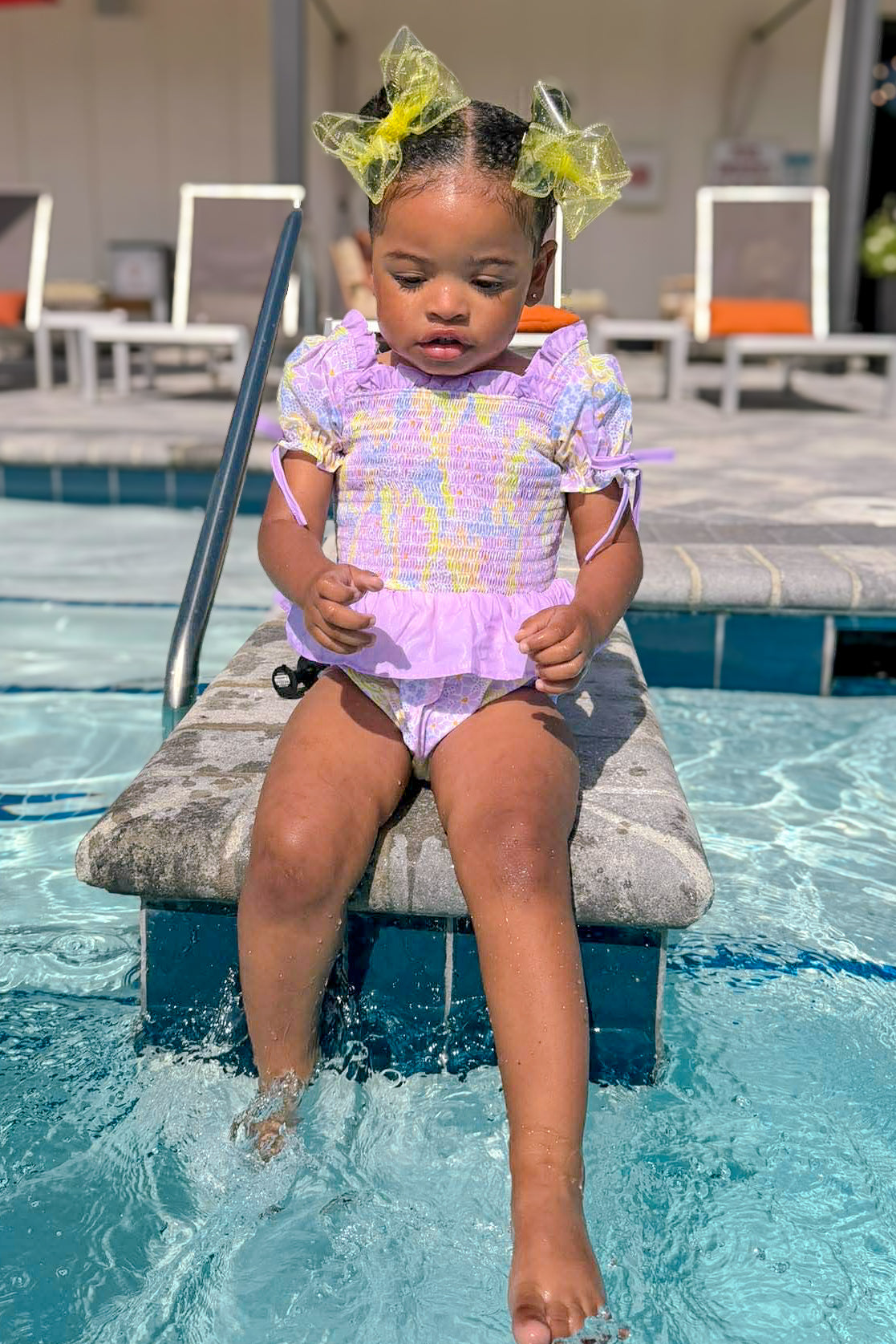 Girls Retro Floral One Piece Swimsuit