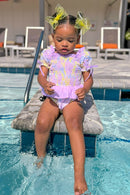 Girls Retro Floral One Piece Swimsuit