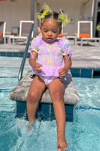 Girls Retro Floral One Piece Swimsuit