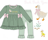 PRE ORDER Girls French Knot Duck, Duck, Goose Legging Set | ETA to LBS: DECEMBER