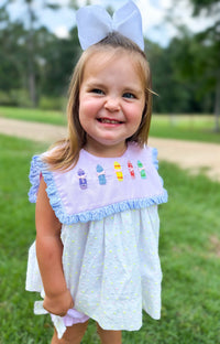 Girls French Knot Crayons Bloomer Set & Dress