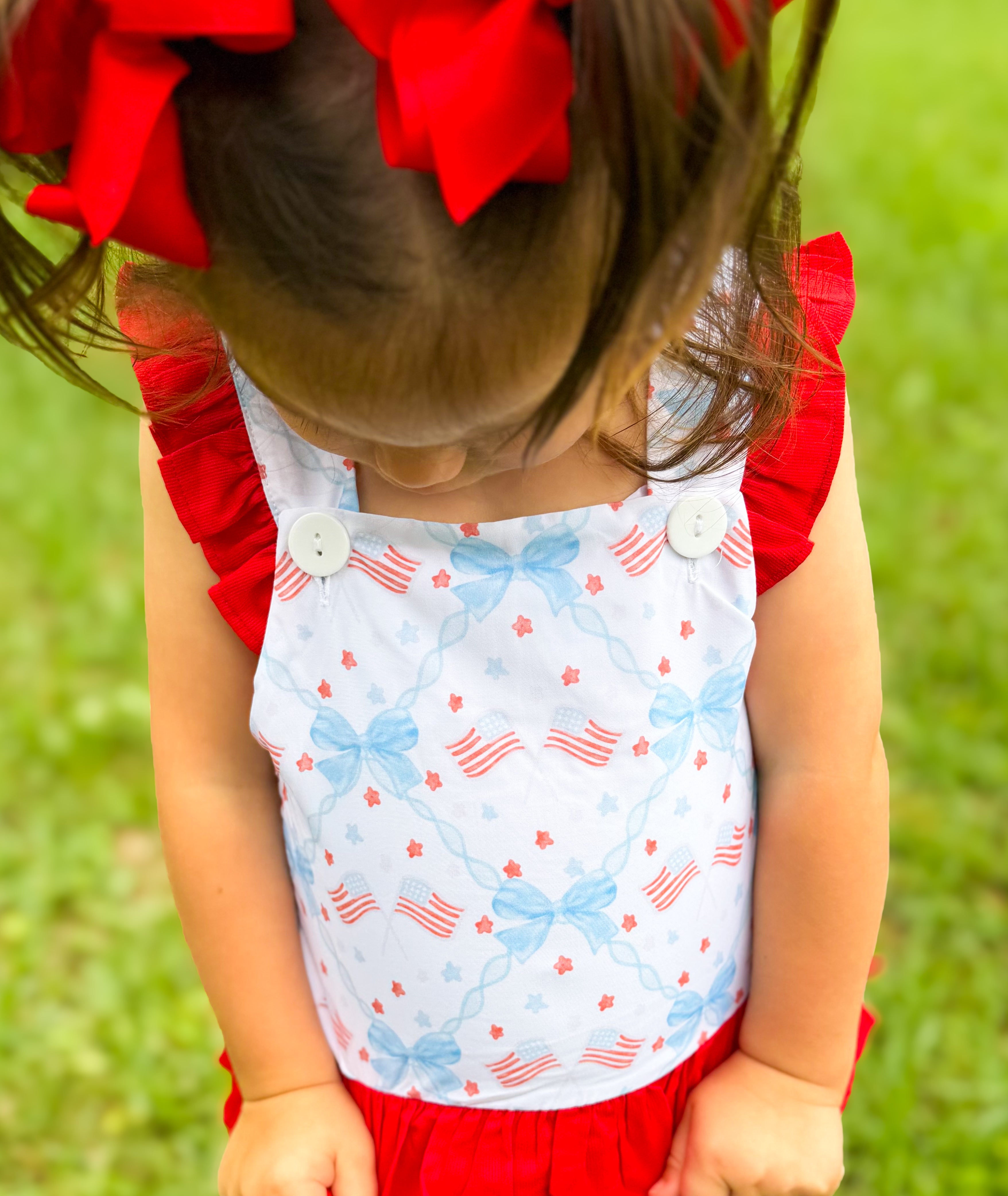 Girls Red, White, and Bows One-Piece Swimsuit