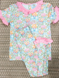 Girls Grand Millennial Pumpkins Knit Pajamas