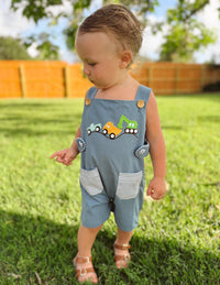 Boys Appliqué Truckin’ Alone Long Short Romper