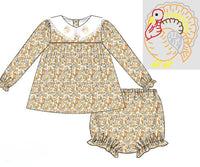 PRE ORDER Girls Hand Embroidered Classic Turkey Bloomer Set & Dress | ETA to LBS: SEPTEMBER