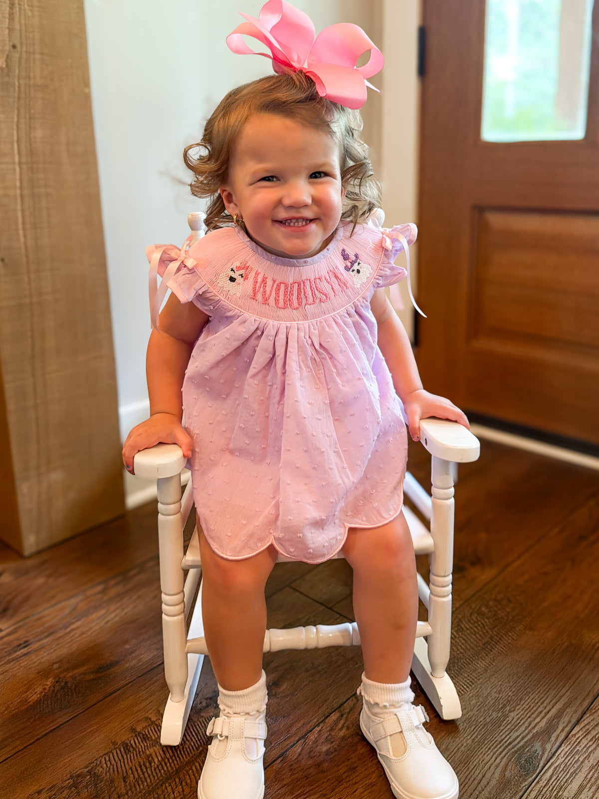 Girls “BOO” Smocked Friendly Ghosts Bloomer Set