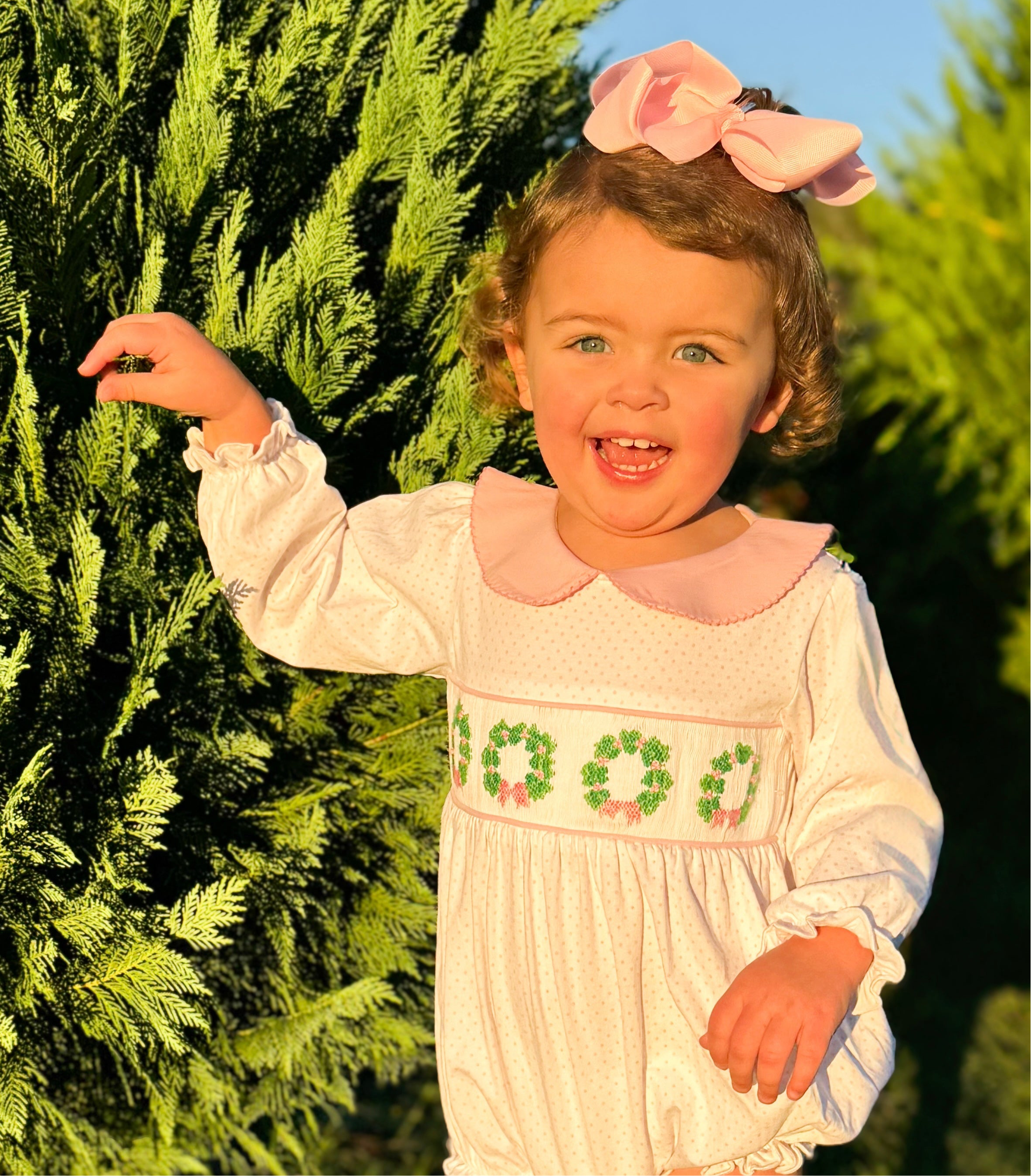 Girls Smocked Wreaths Bubble RTS