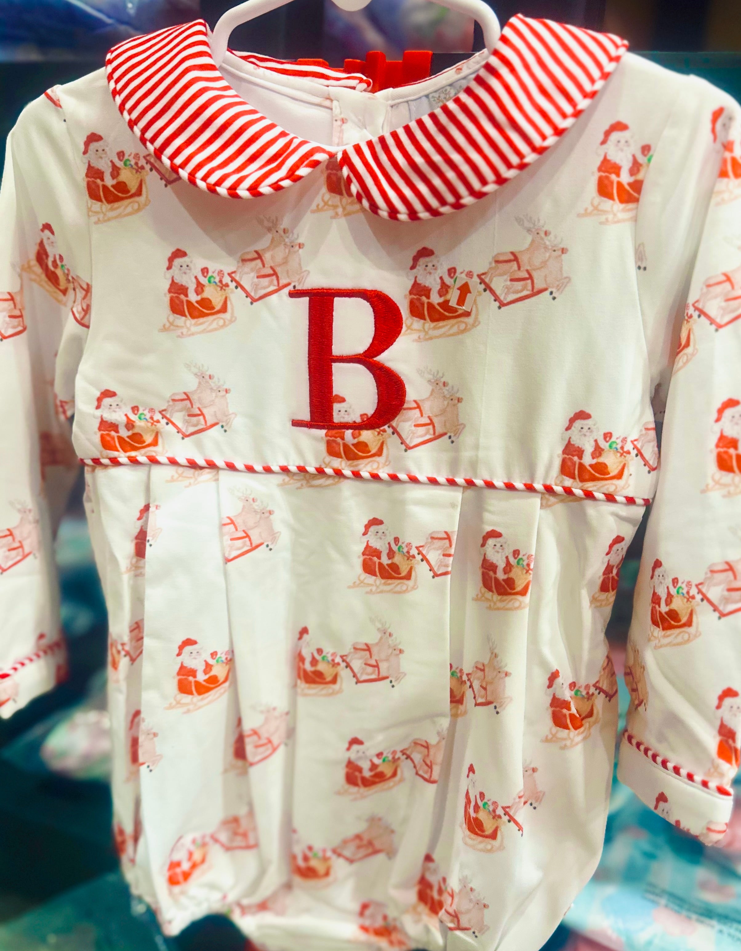 Boys Santas Sleigh “B”  Knit Bubble RTS