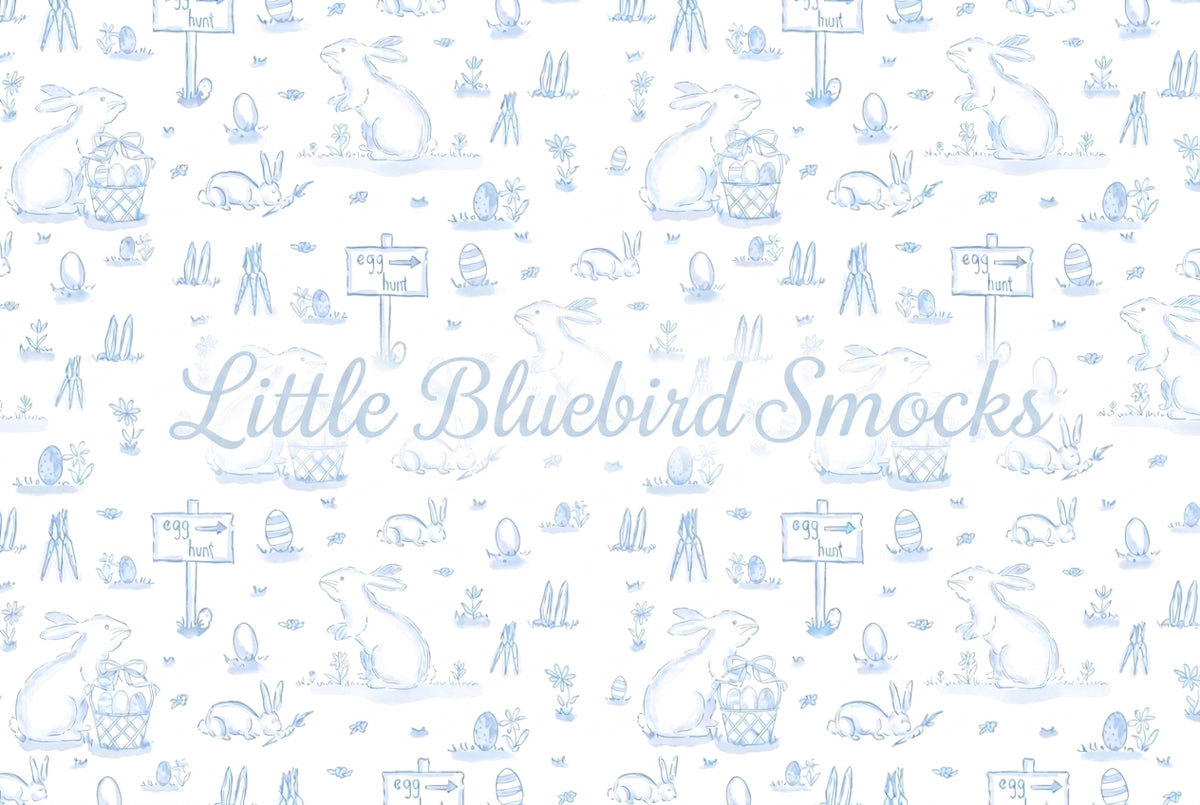 PRE ORDER Boys Custom Smock Bunny Toile Easter Basket | ETA to LBS: FEBRUARY