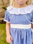Girls Blue Ice Velvet Bloomer Set