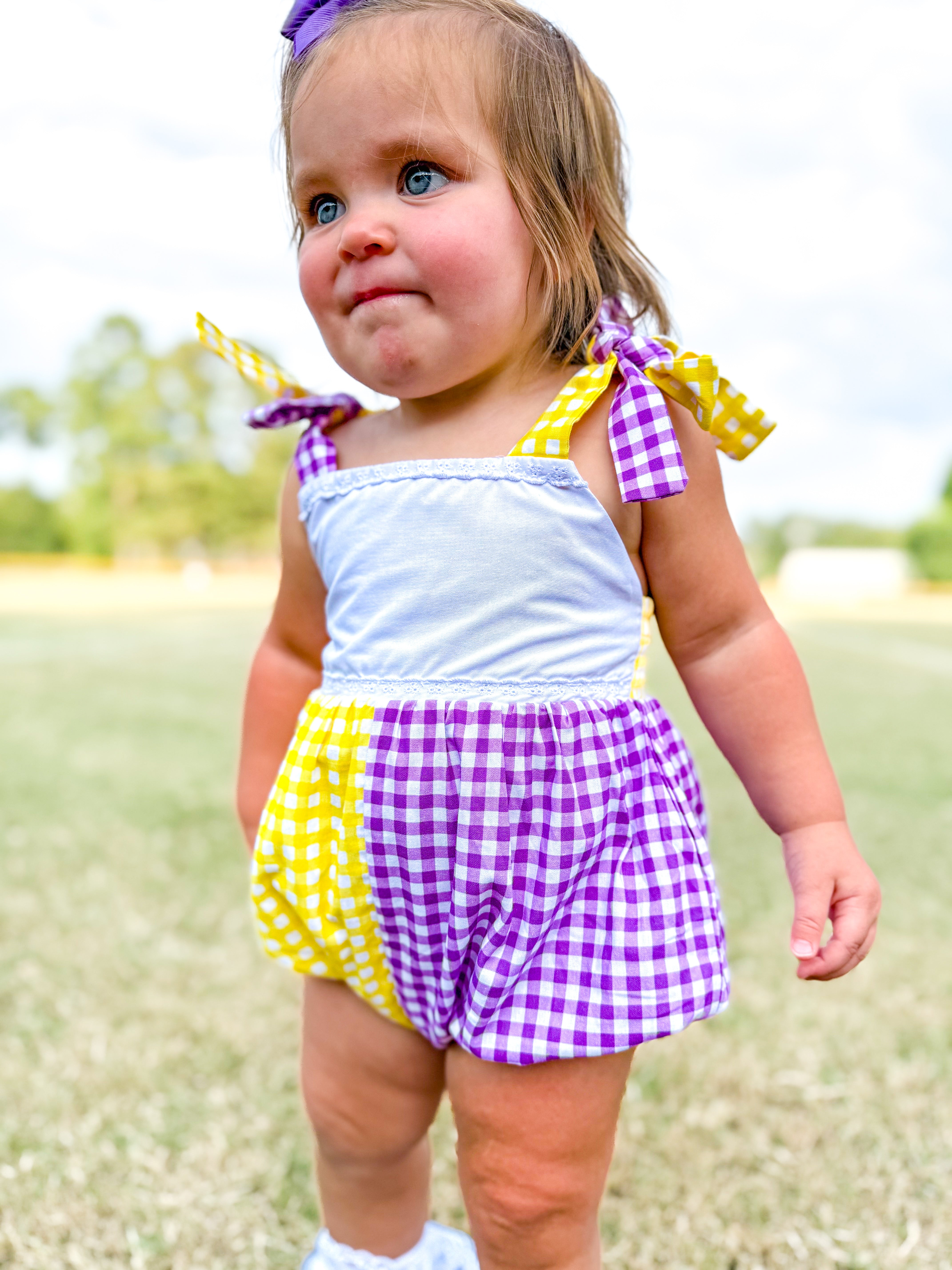 Gold & Purple Gingham Bubble
